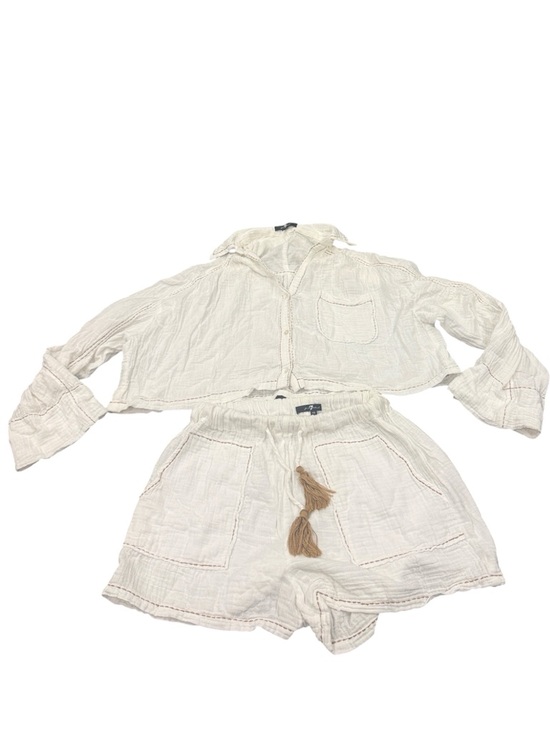 7 For All Mankind Other - 7 For All Mankind Lightweight White  Button Shirt & Drawstring Shorts Size XS